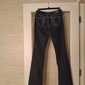 True Religion White Stitching Bootcut Jeans